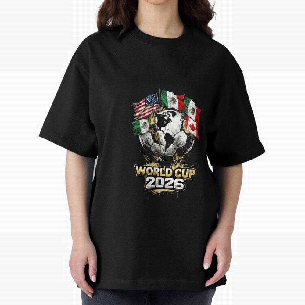 Fifa 2026 World Cup Flags Football Graphic Tee Oversized T-Shirt Celebrate the Magic of Match Day Hype around FIFA World Cup 2026 USA Canada Mexico, Haaland, Argentina, Football Passion, Legendary Performances, Festival Vibes and Supporter