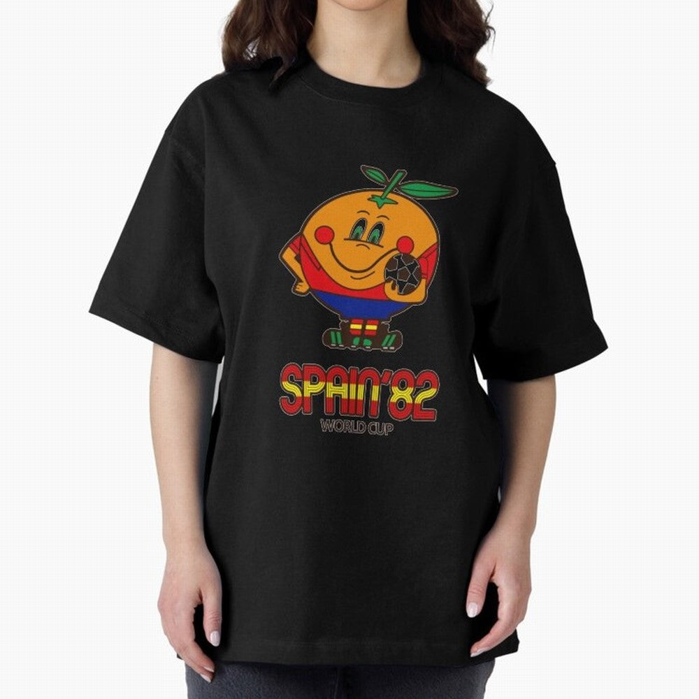 Spain 1982 World Cup- Soccer Oversized T-Shirt Support FIFA World Cup 2026 USA Canada Mexico Spirit, Inspired by Portugal, Neymar, Haaland and Cristiano Ronaldo, Sports Nostalgia, International Competition, Famous Players and Unforgettable