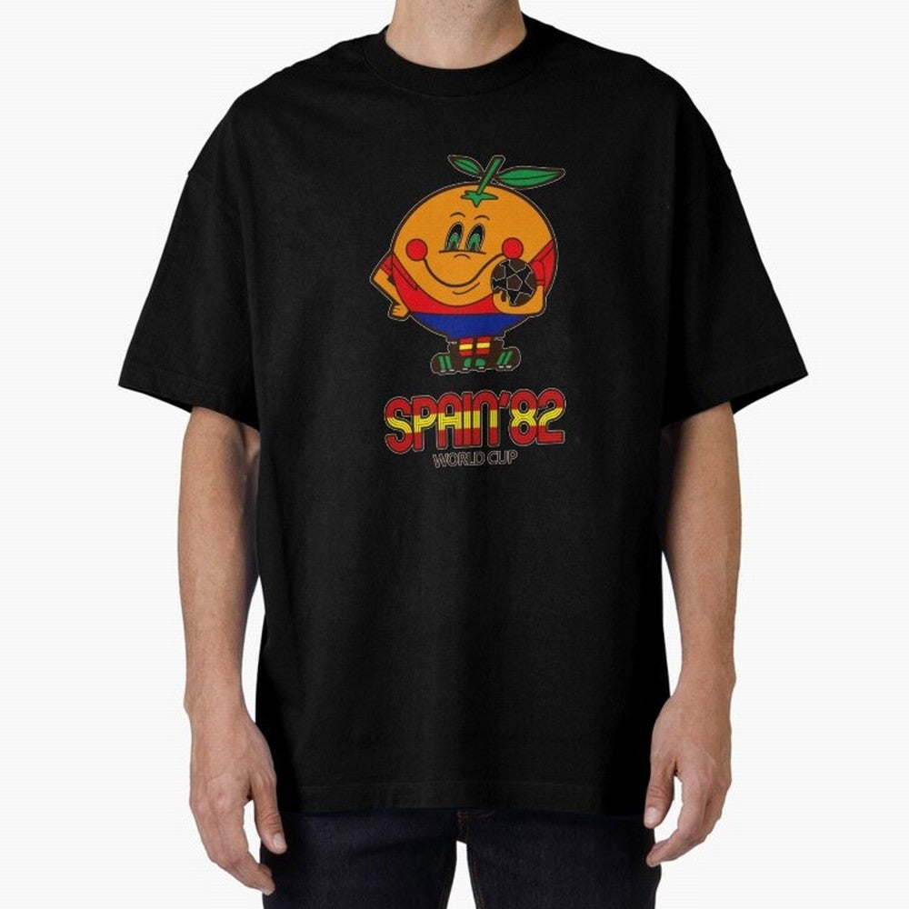 Spain 1982 World Cup- Soccer Oversized T-Shirt Support FIFA World Cup 2026 USA Canada Mexico Spirit, Inspired by Portugal, Neymar, Haaland and Cristiano Ronaldo, Sports Nostalgia, International Competition, Famous Players and Unforgettable