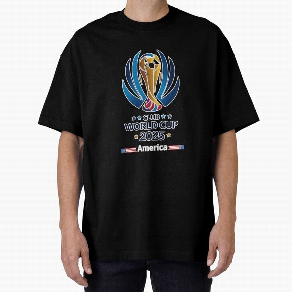Club World Cup Oversized T-Shirt Stand Out with Spirit from FIFA World Cup 2026 USA Canada Mexico Spirit, Inspired by Argentina, Neymar, Championship Spirit, Famous Goals, Roaring Crowds and International Football Unity; Perfect for People Who Love