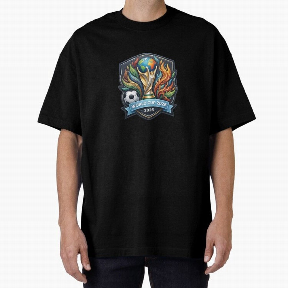 World Cup 2026 Football Crest - Retro Vintage Sticker Oversized T-Shirt Fuel the Hype around FIFA World Cup 2026 Group Stage Spirit, Capturing France and Portugal, Messi, CR7 and Mbappe, Stadium Memories, Football Loyalty, International Chants and
