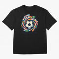 2D World Cup 2026 Football Spiral Flag Design T-Shirt Oversized T-Shirt Back Your Heroes with Match Day Hype around FIFA World Cup 2026, Messi, Neymar and Mbappe, Brazil, Portugal and Argentina, Football History, Final Match Energy, Crowd Noise and
