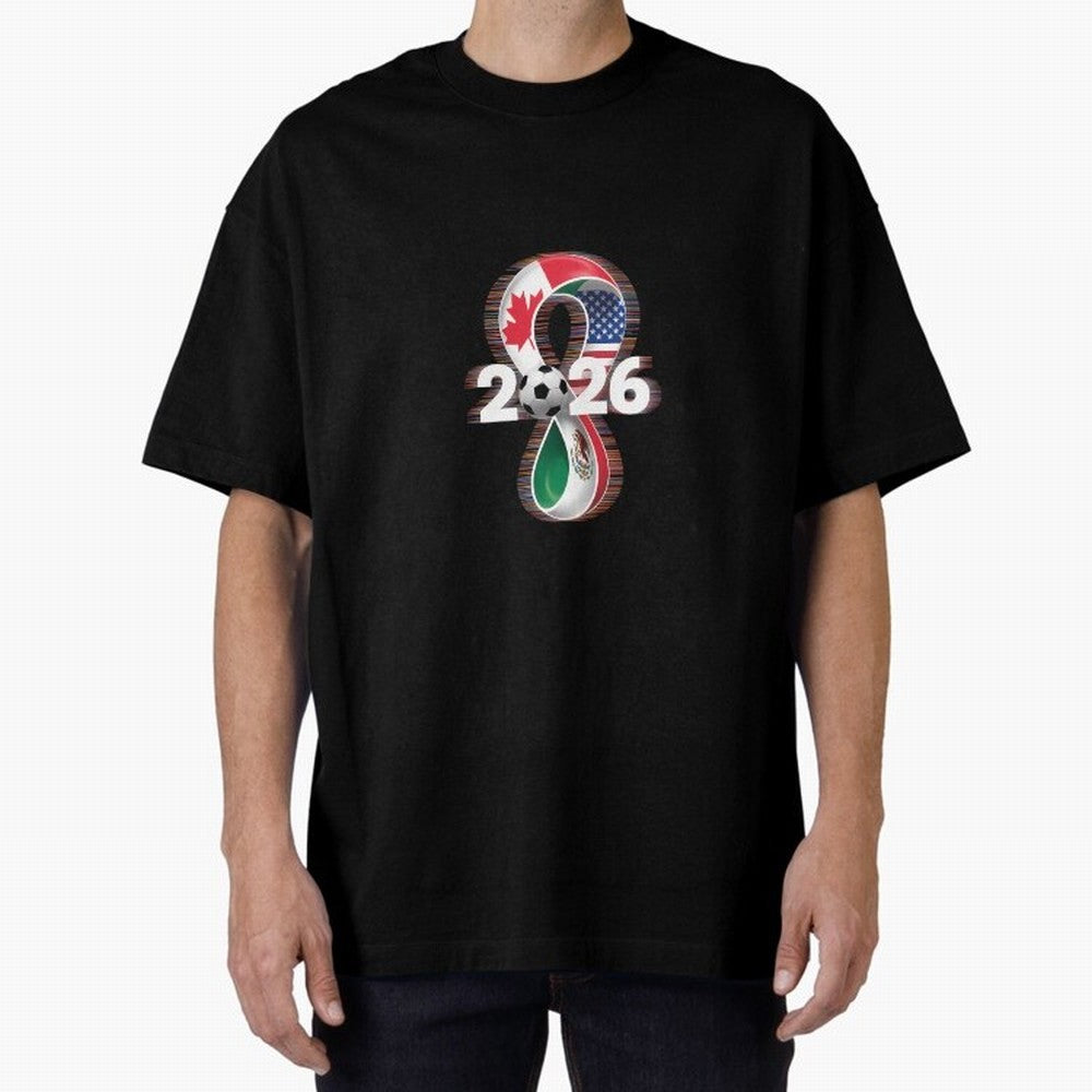 Usa Canada Mexico Soccer Football 2026 Oversized T-Shirt Show Fan Pride Across Match Day Hype around FIFA World Cup 2026, Neymar, England, France and Netherlands, Champion Mindset, Group Stage Buzz, Knockout Tension and Passionate Fan Culture; Made