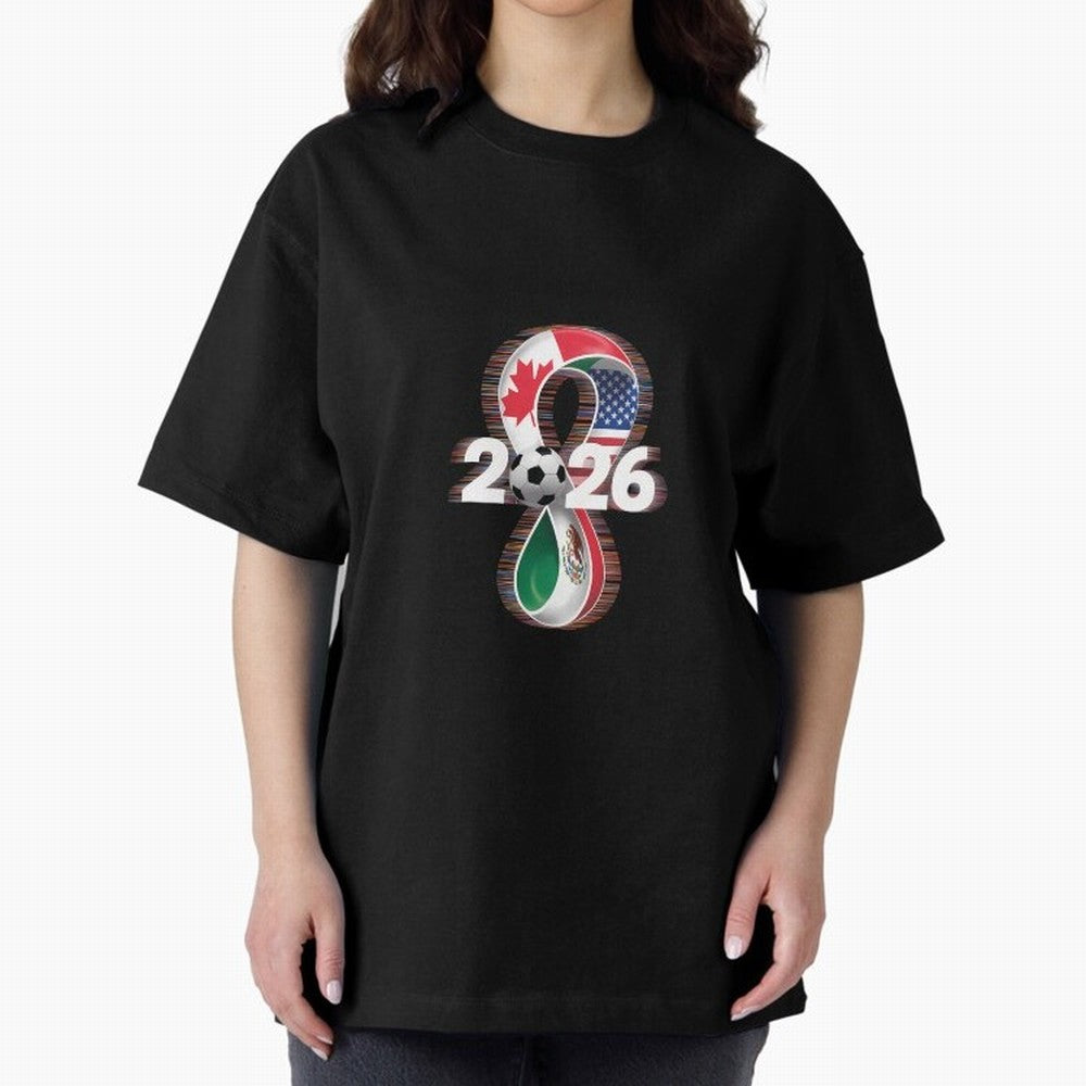 Usa Canada Mexico Soccer Football 2026 Oversized T-Shirt Show Fan Pride Across Match Day Hype around FIFA World Cup 2026, Neymar, England, France and Netherlands, Champion Mindset, Group Stage Buzz, Knockout Tension and Passionate Fan Culture; Made