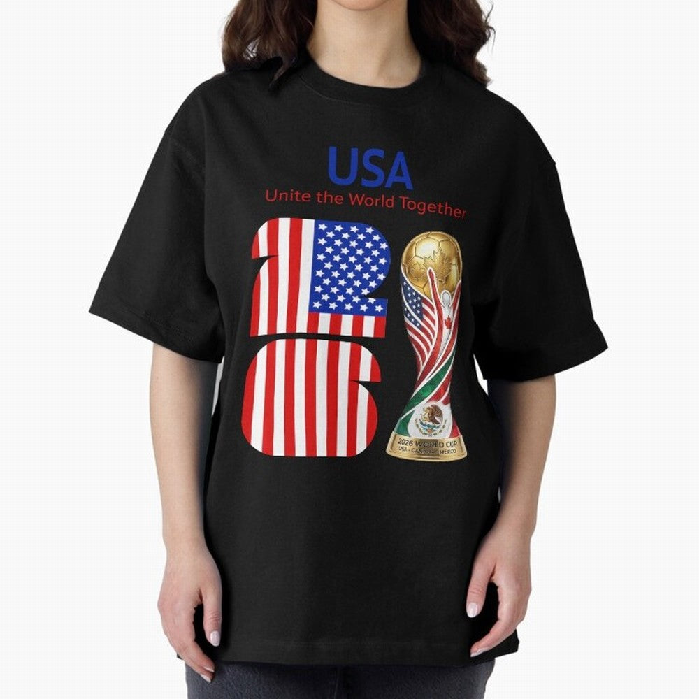 World Cup 2026, IMG 020, USA 001 Oversized T-Shirt Relive Legendary Nights from FIFA World Cup 2026 USA Canada Mexico Highlighting Haaland and Mbappe, Spain and Netherlands Energy, Football Passion, Legendary Performances, Festival Vibes and