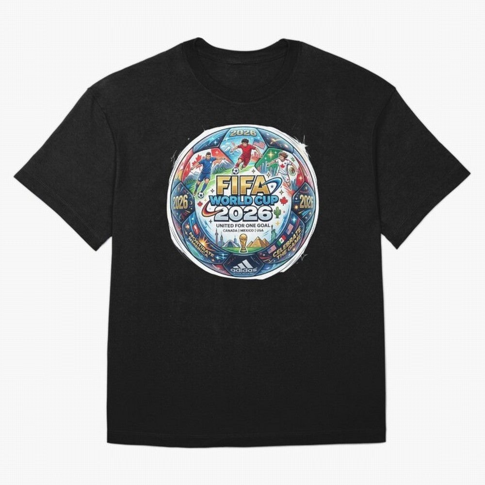 FIFA World Cup 2026 Official Match Ball Concept Art - Canada Mexico USA Oversized T-Shirt Stand Proud for Global Football Passion for FIFA World Cup 2026, Built around Mbappe and Neymar, England and Germany, Sports Nostalgia, International