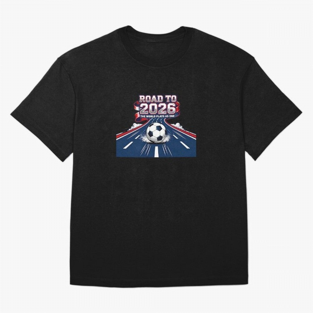 Road To 2026 The World Plays As One Oversized T-Shirt Celebrate Supporters United by the FIFA World Cup 2026 USA Canada Mexico Journey through Neymar, Haaland and Cristiano Ronaldo Highlights, Portugal Pride, Vintage Soccer Flavor, Modern Football