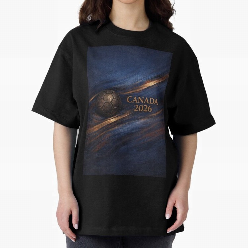 Canada 2026 Soccer Inspired Design Oversized T-Shirt Show Support during FIFA World Cup 2026 Spirit, Centered on France, Haaland and Mbappe, Stadium Memories, Football Loyalty, International Chants and Championship Tradition; Ideal for Passionate
