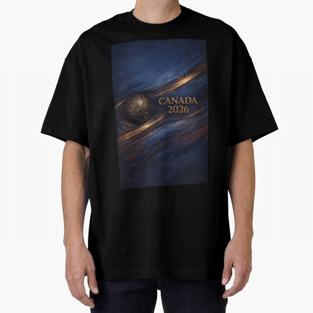 Canada 2026 Soccer Inspired Design Oversized T-Shirt Show Support during FIFA World Cup 2026 Spirit, Centered on France, Haaland and Mbappe, Stadium Memories, Football Loyalty, International Chants and Championship Tradition; Ideal for Passionate