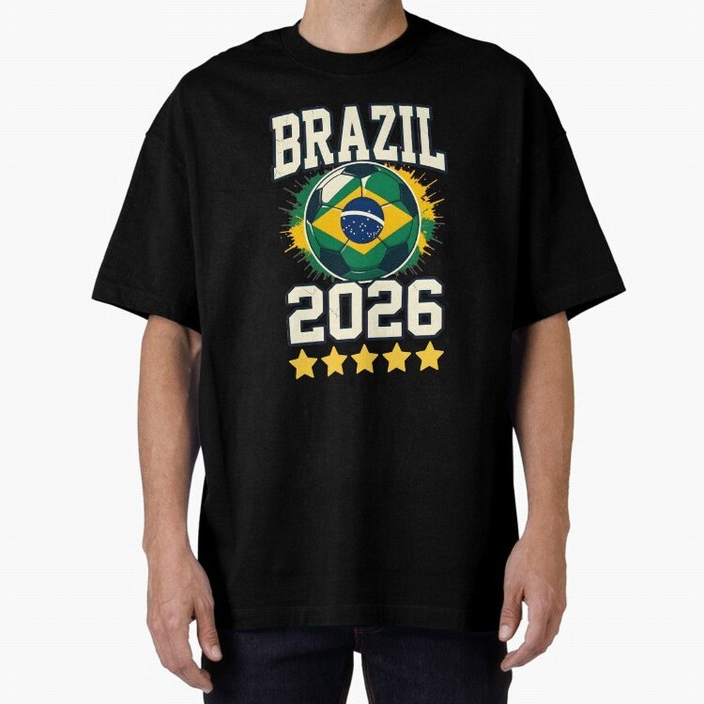 Brazil Soccer Football 2026 Oversized T-Shirt Celebrate Football Dreams Across Match Day Hype around FIFA World Cup 2026 Group Stage, Neymar, Portugal, Fan Favorite Moments, National Team Passion, Big Match Drama and Soccer History; Made for