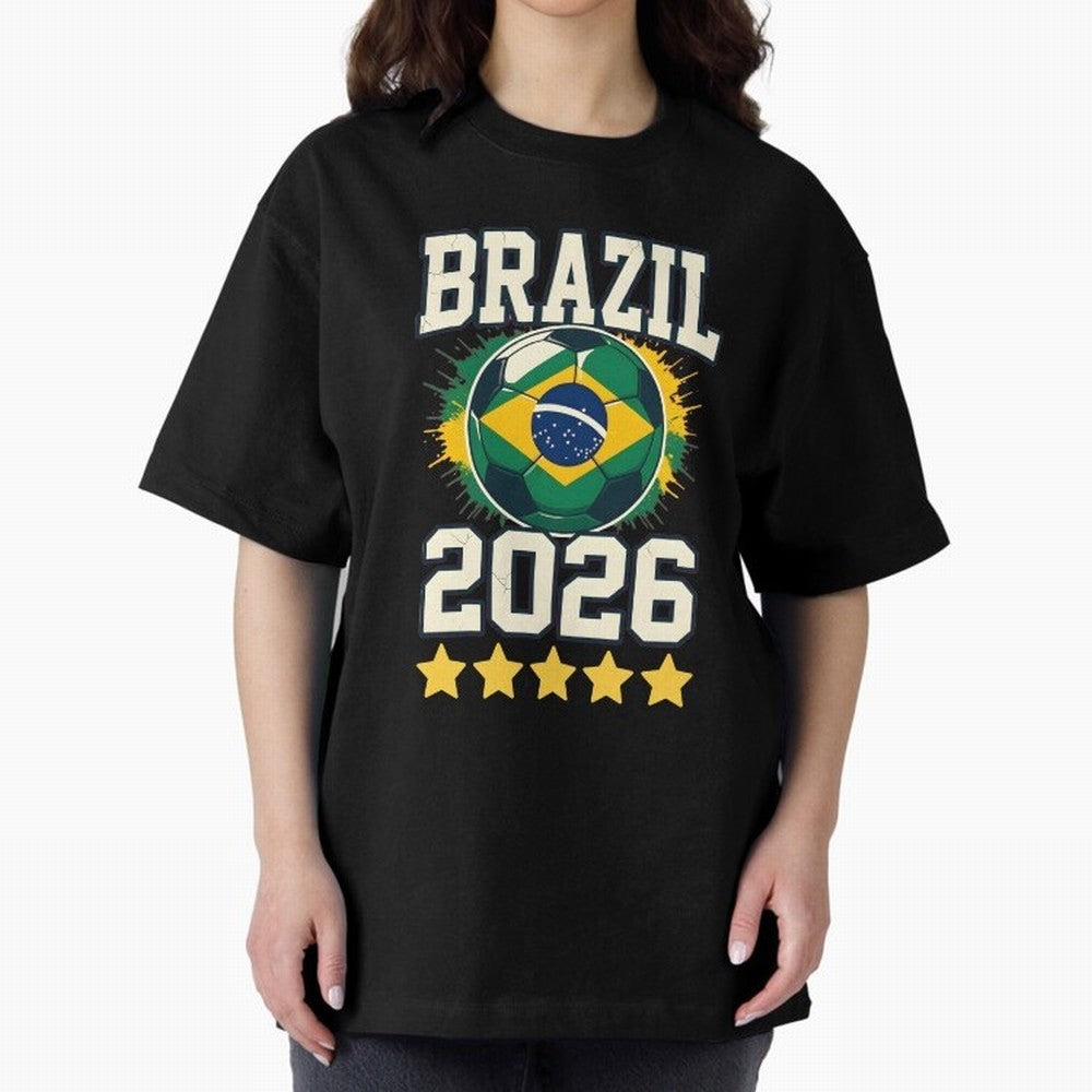 Brazil Soccer Football 2026 Oversized T-Shirt Celebrate Football Dreams Across Match Day Hype around FIFA World Cup 2026 Group Stage, Neymar, Portugal, Fan Favorite Moments, National Team Passion, Big Match Drama and Soccer History; Made for