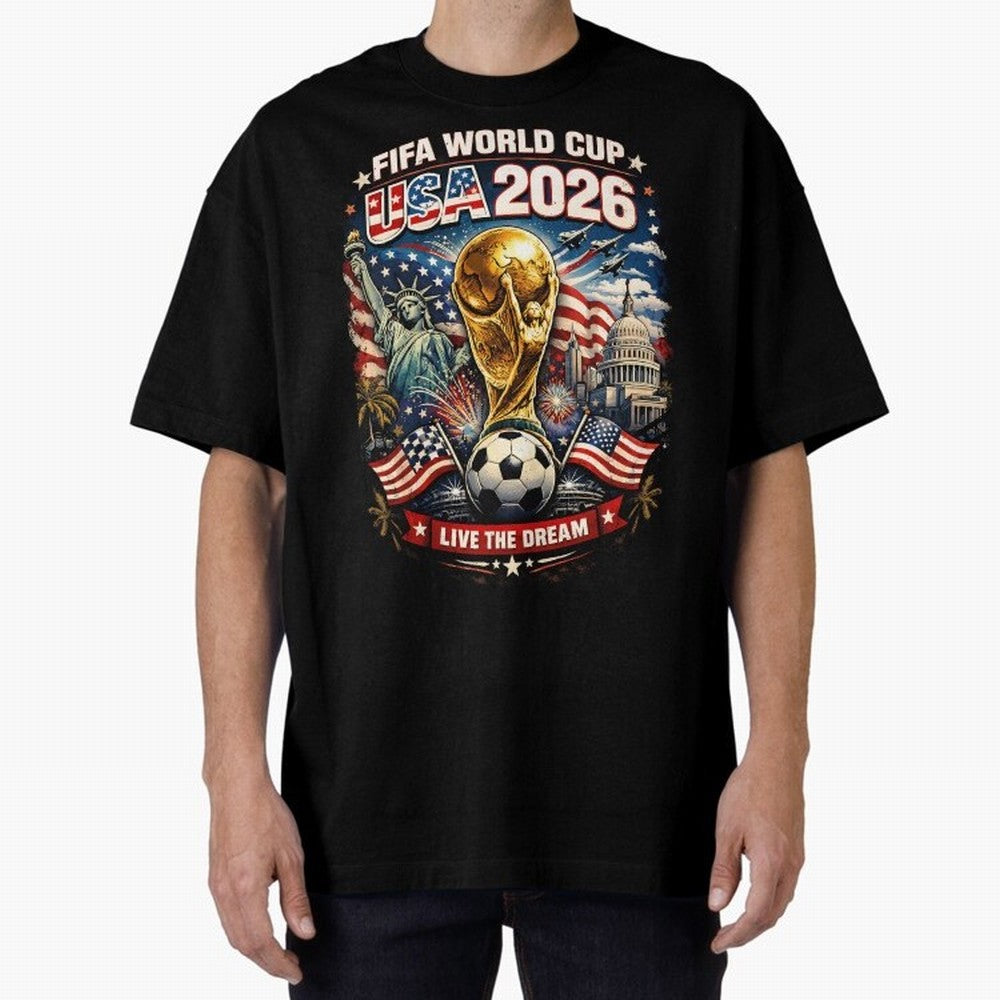 Fifa World Cup USA 2026 Colour Oversized T-Shirt Unlock FIFA World Cup 2026 with Messi, CR7 and Mbappe, Netherlands Energy, Championship Spirit, Famous Goals, Roaring Crowds and International Football Unity; Perfect for Supporters Who Want Bold