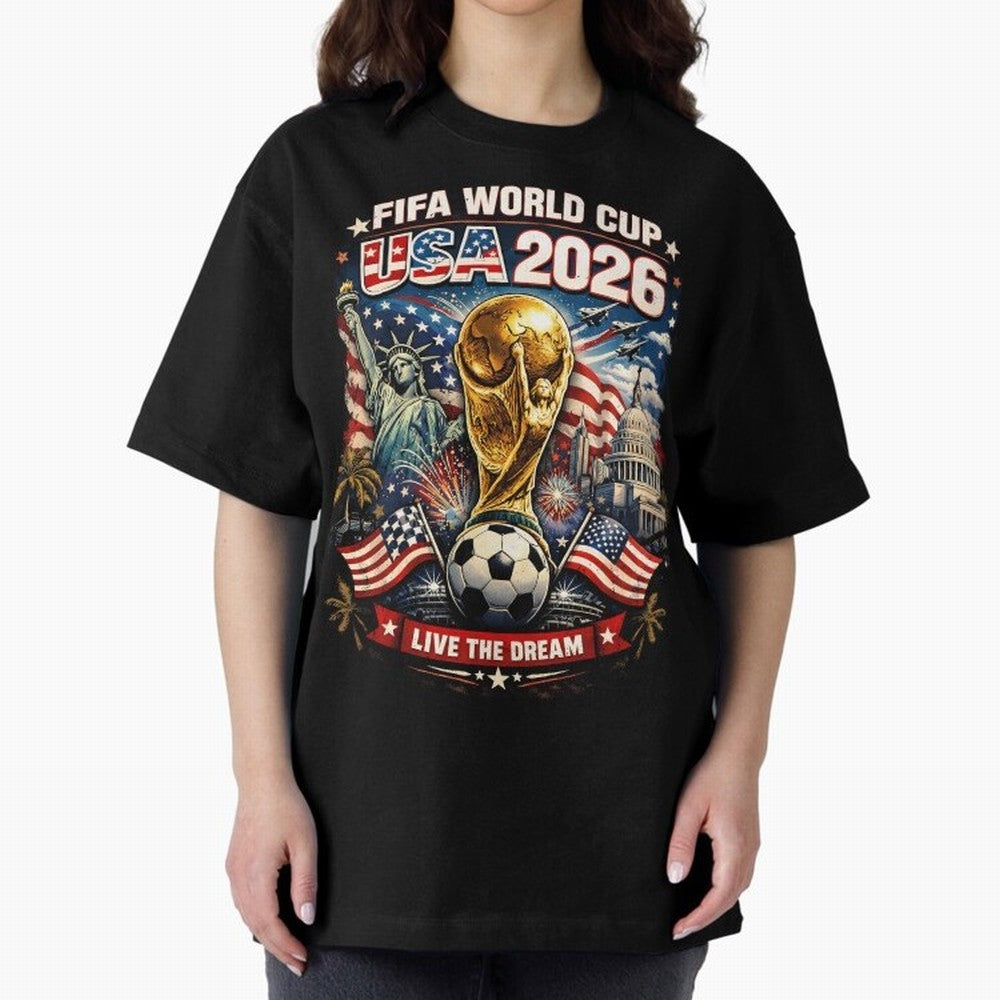 Fifa World Cup USA 2026 Colour Oversized T-Shirt Unlock FIFA World Cup 2026 with Messi, CR7 and Mbappe, Netherlands Energy, Championship Spirit, Famous Goals, Roaring Crowds and International Football Unity; Perfect for Supporters Who Want Bold