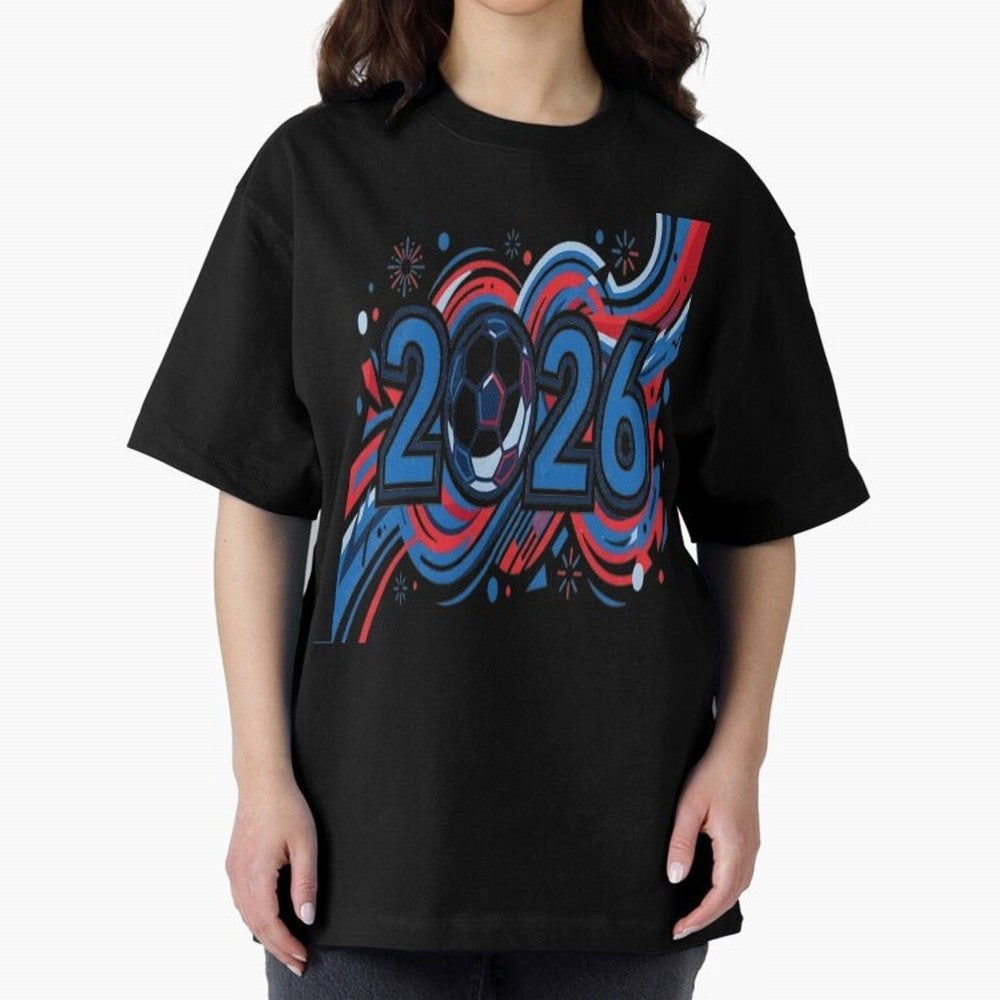 Football 2026 Oversized T-Shirt Show Match Day Excitement for FIFA World Cup 2026 USA Canada Mexico Spirit, Built around England, Messi, Sports Nostalgia, International Competition, Famous Players and Unforgettable Victories; Made for Collectors