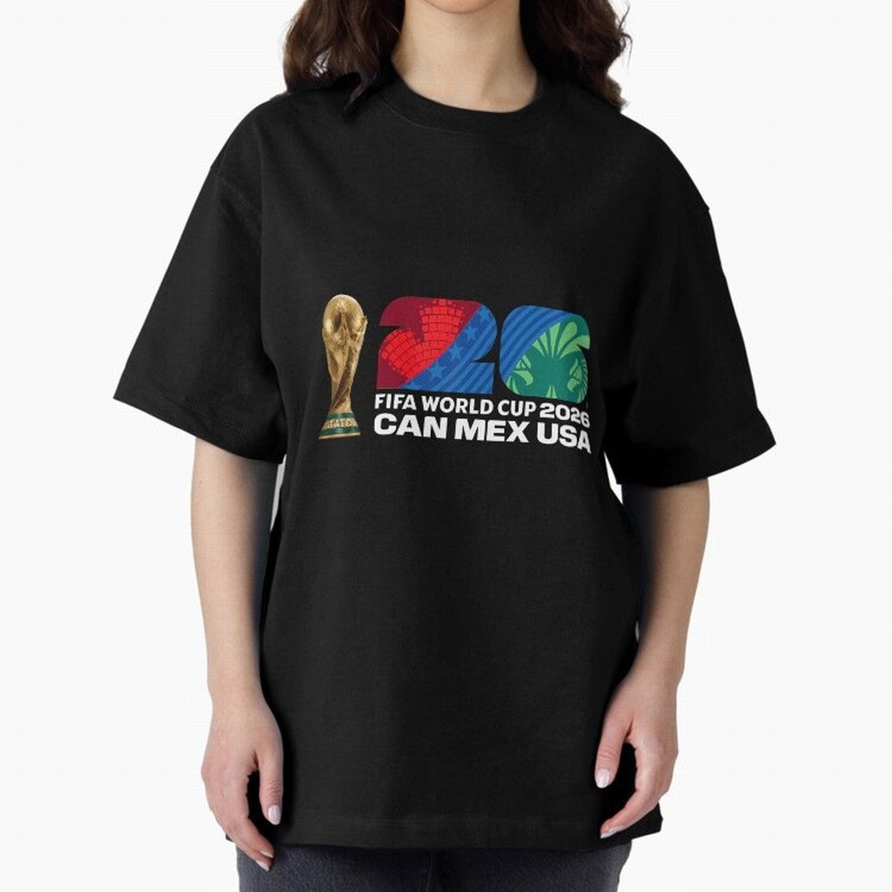 World Cup26 Host Country Trophy Oversized T-Shirt Bring Trophy Dreams to the FIFA World Cup 2026 Journey through Messi Highlights, Portugal Pride, Stadium Chants, National Pride, Trophy Dreams and Unforgettable Football Memories; Created for Match