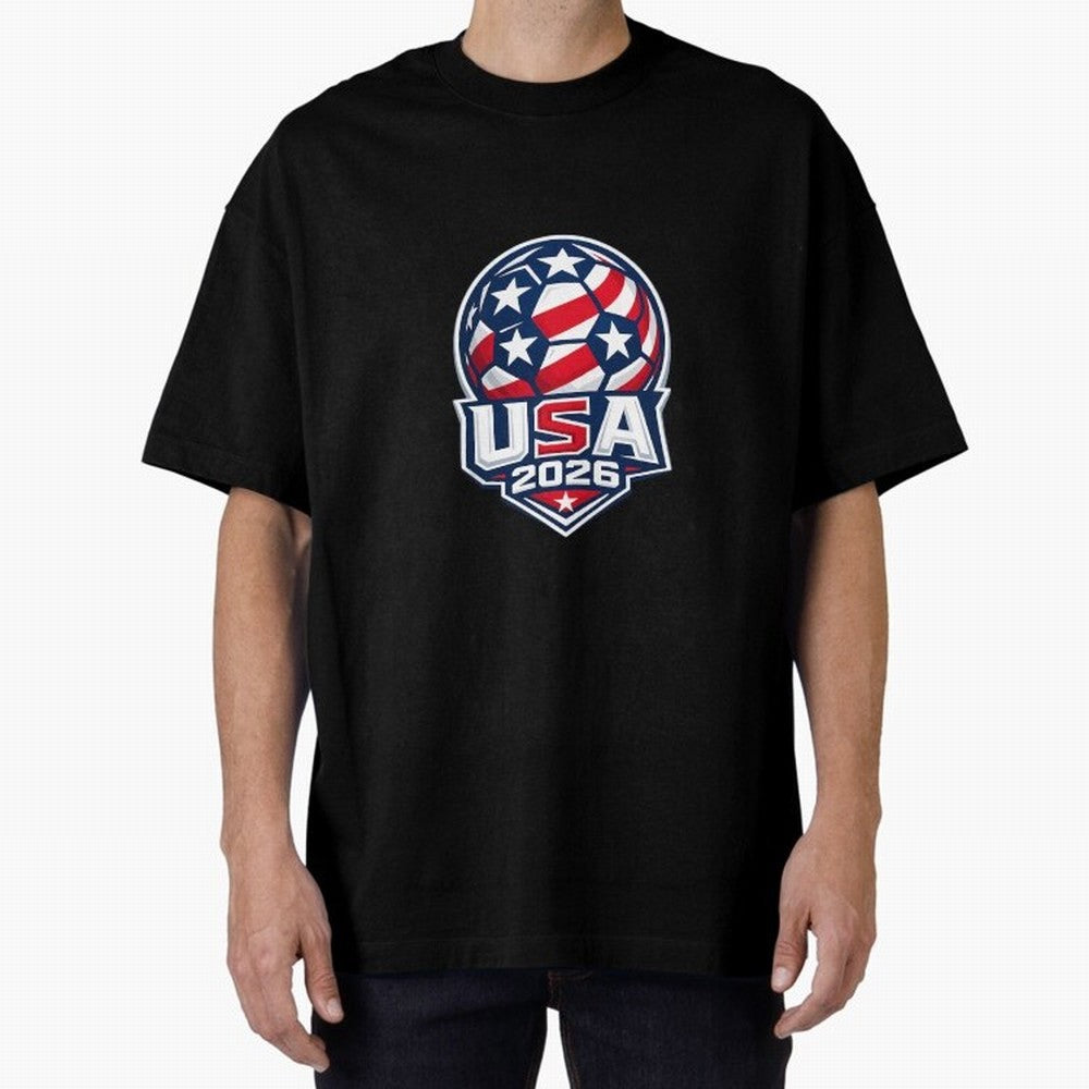 Usa 2026 World Cup - Star Spangled Soccer - American Host Fan Oversized T-Shirt Bring Legendary Rivalry Energy to Global Football Passion for FIFA World Cup 2026 Group Stage, Capturing Cristiano Ronaldo, Haaland and CR7, Argentina, France and