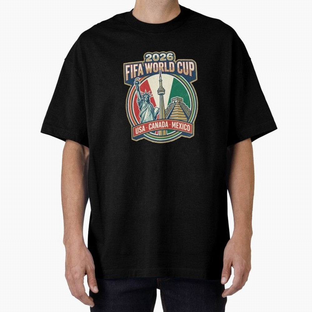 North America United Soccer 2026 Vintage Crest Oversized T-Shirt Carry the Dream of FIFA World Cup 2026 Inspired by Haaland and Mbappe, Spain Energy, Football History, Final Match Energy, Crowd Noise and Once in a Lifetime Moments; Great for Watch