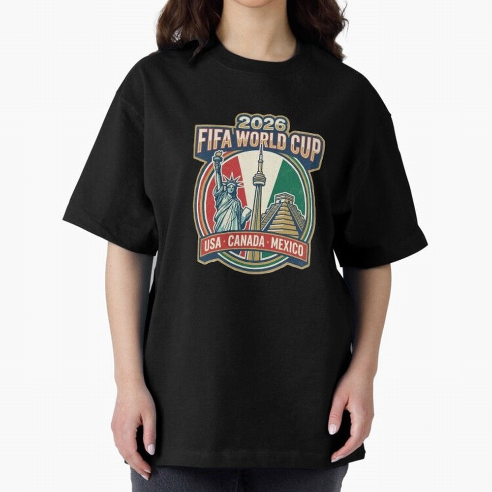 North America United Soccer 2026 Vintage Crest Oversized T-Shirt Carry the Dream of FIFA World Cup 2026 Inspired by Haaland and Mbappe, Spain Energy, Football History, Final Match Energy, Crowd Noise and Once in a Lifetime Moments; Great for Watch