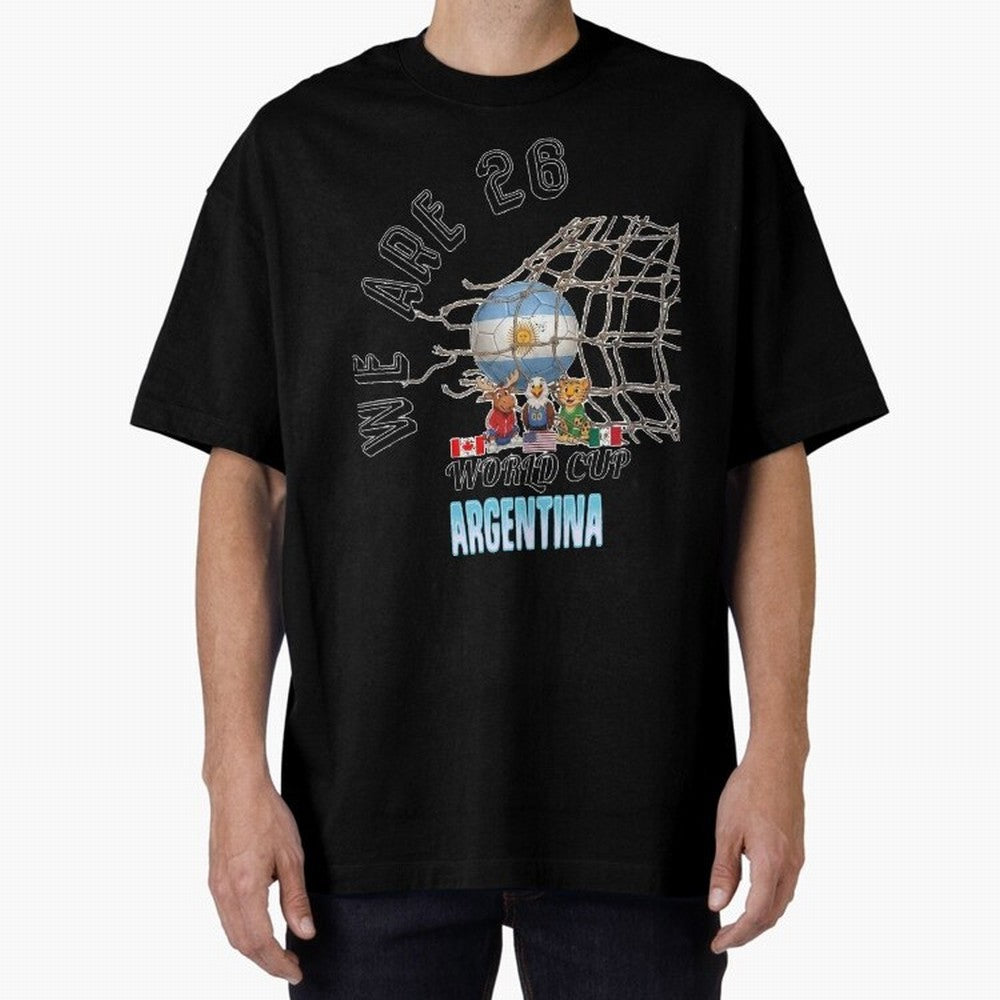 World Cup 26 - Argentina Oversized T-Shirt Bring FIFA World Cup 2026 Highlighting Messi, CR7 and Mbappe, Argentina Energy, Stadium Chants, National Pride, Trophy Dreams and Unforgettable Football Memories; Made for Die Hard Supporters, Soccer