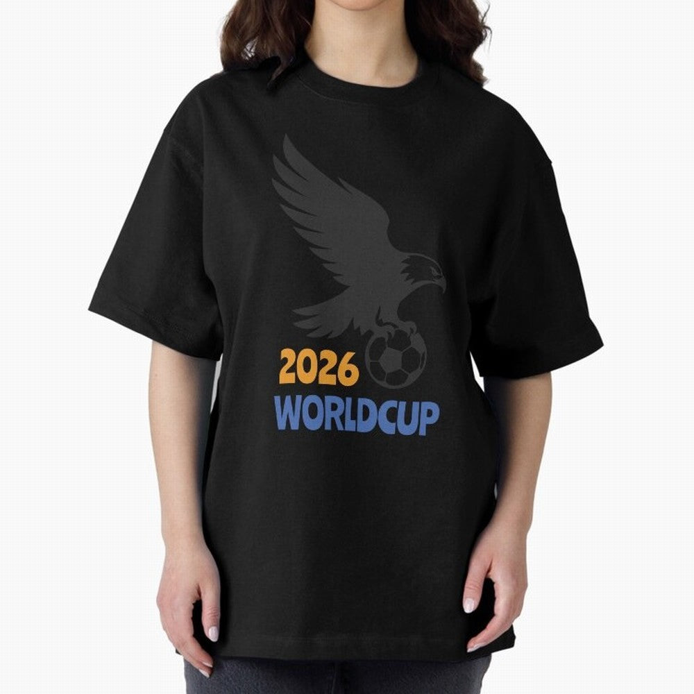 world cup 2026 Oversized T-Shirt Stand with Global Football Passion for FIFA World Cup 2026 Group Stage, Inspired by Messi, CR7 and Mbappe, Portugal, Football Festival Excitement, Trophy Ambitions, Country Rivalries and Star Player Buzz; Ideal for