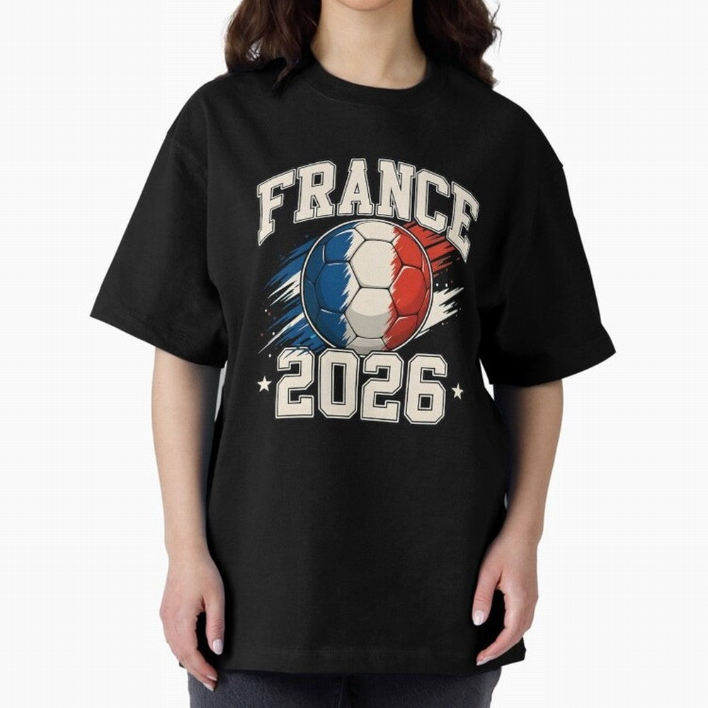 France 2026 World Cup for Football Fans and Teams Oversized T-Shirt Celebrate the Road through FIFA World Cup 2026 Group Stage for Fans of Messi, Neymar and Mbappe and France, Bringing Global Supporter Spirit, Legendary Goals, National Colors and
