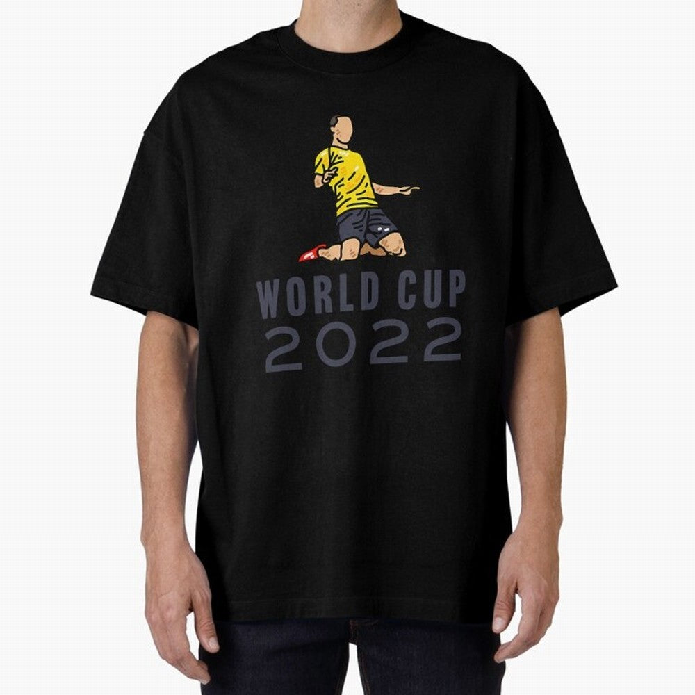World Cup 2022 Oversized T-Shirt Make Your Look Match FIFA World Cup 2026 for Fans of Neymar, Haaland and Cristiano Ronaldo and England, Bringing Goal Celebration Energy, Supporter Heritage, Football Icons and Worldwide Tournament Joy; Perfect for