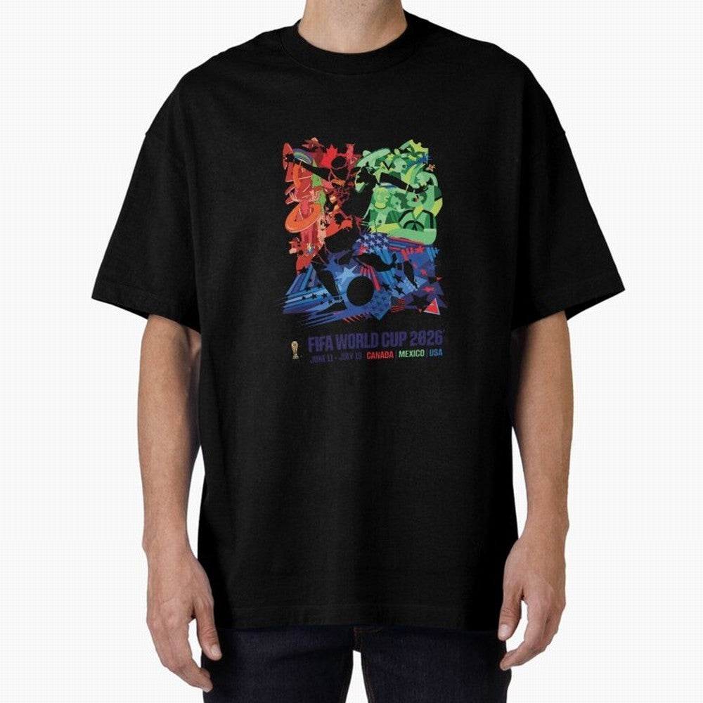 Host Nations Cultural Splash Art Oversized T-Shirt Carry National Pride through FIFA World Cup 2026 USA Canada Mexico Capturing Haaland and Mbappe, Argentina and Brazil Energy, Match Day Excitement, Supporter Culture, Golden Goals and Global