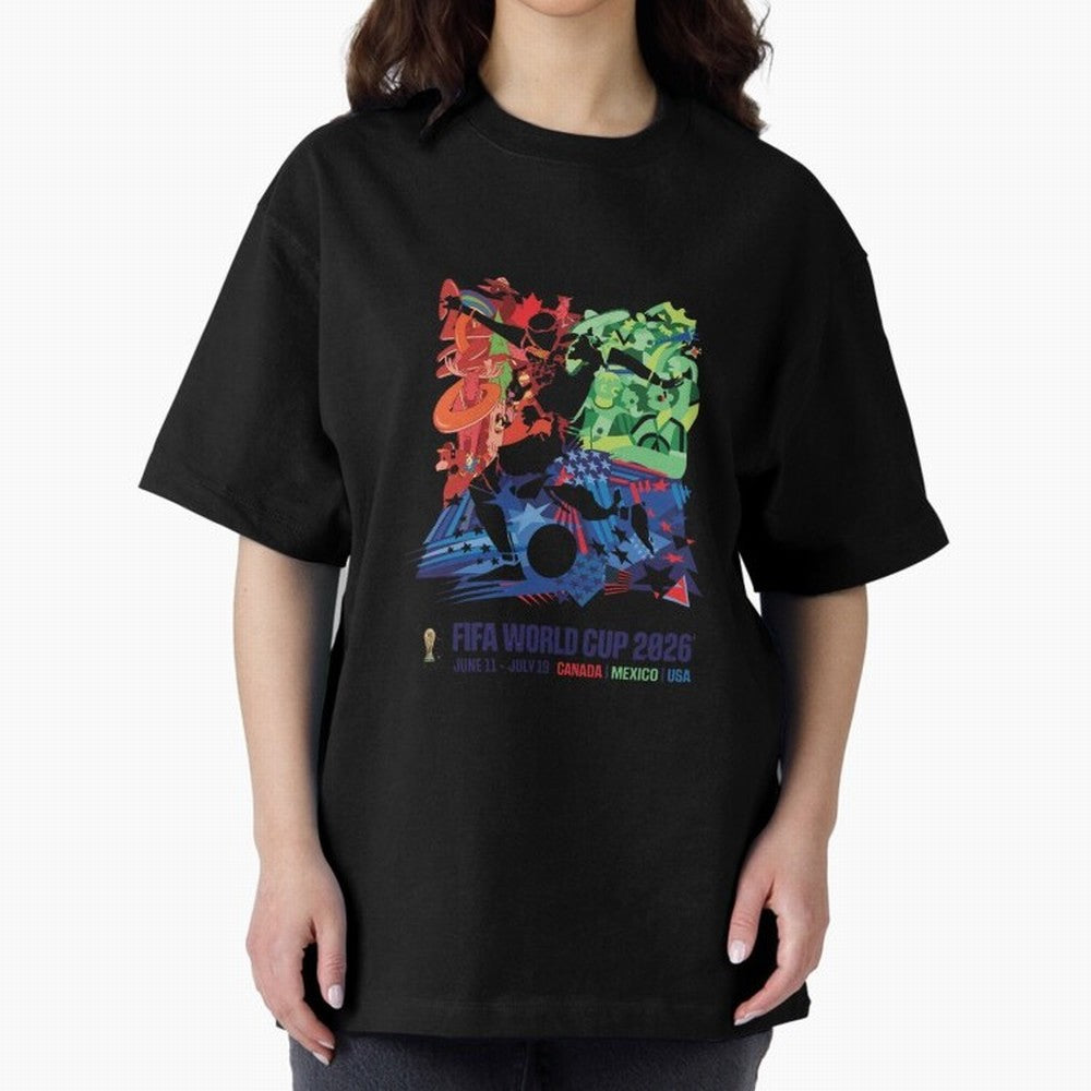 Host Nations Cultural Splash Art Oversized T-Shirt Carry National Pride through FIFA World Cup 2026 USA Canada Mexico Capturing Haaland and Mbappe, Argentina and Brazil Energy, Match Day Excitement, Supporter Culture, Golden Goals and Global