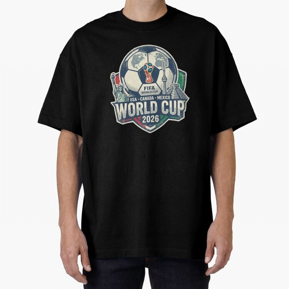 North America United Soccer 2026 Vintage Crest Oversized T-Shirt Show Your Stadium Side during the FIFA World Cup 2026 USA Canada Mexico Journey through Messi, CR7 and Mbappe Highlights, Portugal Pride, Tournament Hype, Historic Matchups, Family