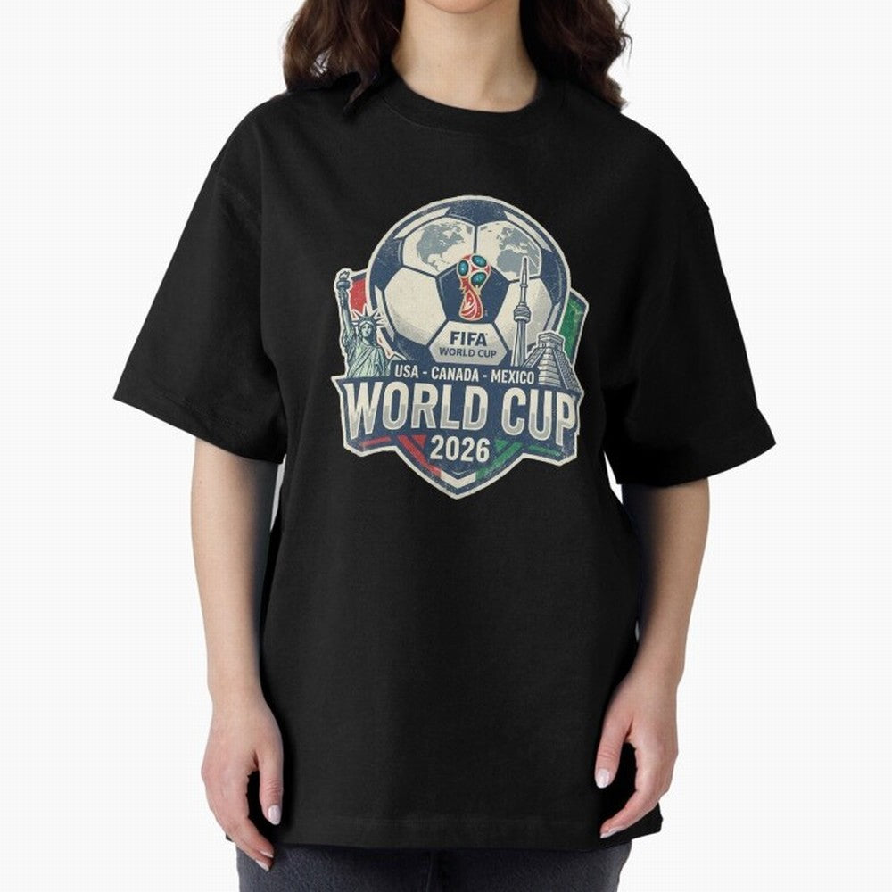 North America United Soccer 2026 Vintage Crest Oversized T-Shirt Show Your Stadium Side during the FIFA World Cup 2026 USA Canada Mexico Journey through Messi, CR7 and Mbappe Highlights, Portugal Pride, Tournament Hype, Historic Matchups, Family