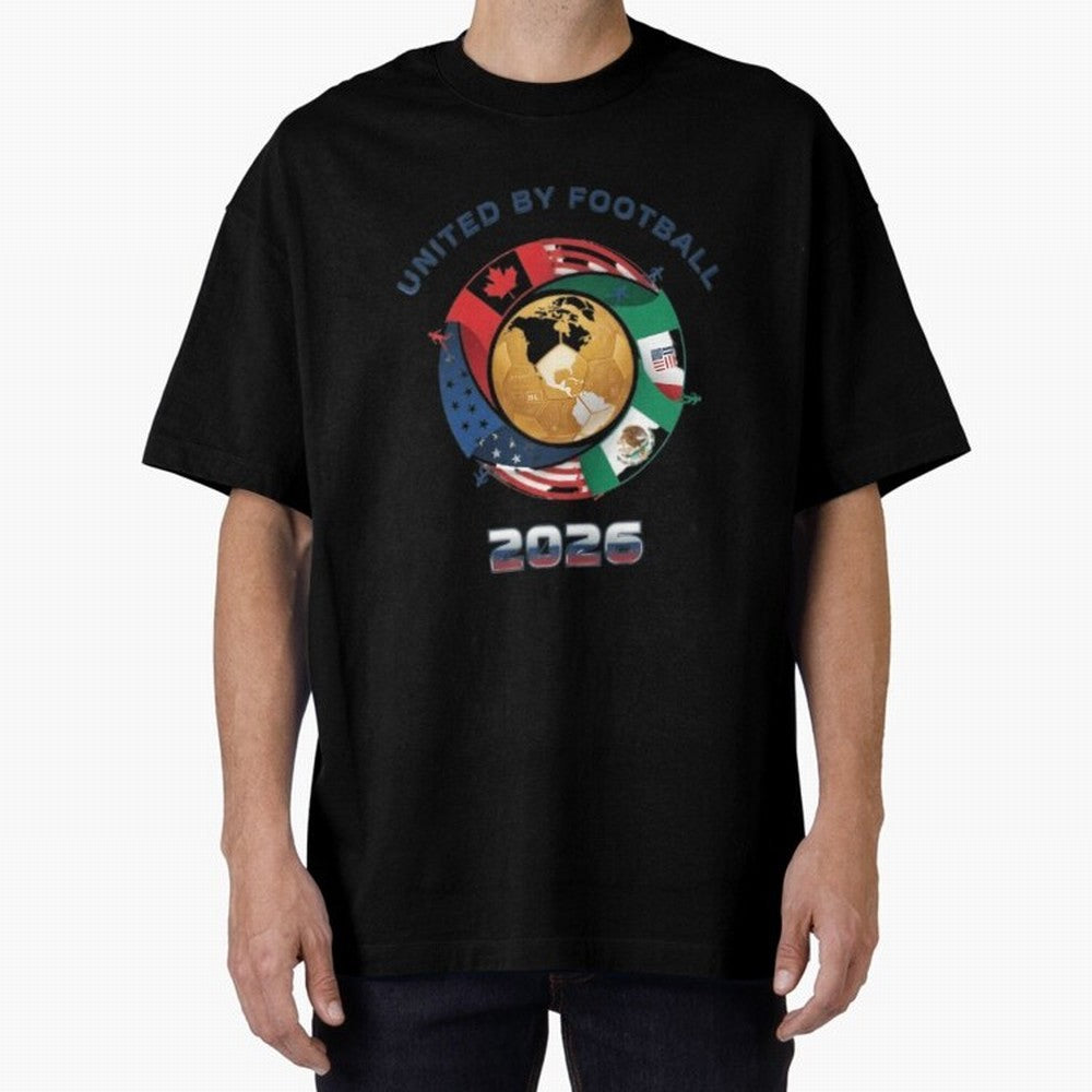 United By Football 2026 Oversized T-Shirt Celebrate the Stars of FIFA World Cup 2026 USA Canada Mexico for Fans of CR7 and Messi and Germany, Bringing Worldwide Fan Energy, Dramatic Goals, Stadium Lights and Championship Celebrations; Great for