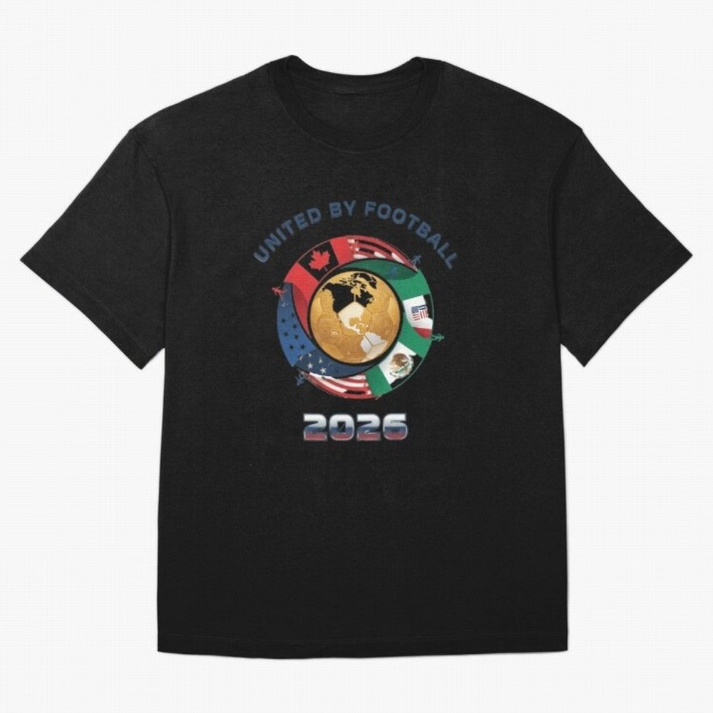 United By Football 2026 Oversized T-Shirt Celebrate the Stars of FIFA World Cup 2026 USA Canada Mexico for Fans of CR7 and Messi and Germany, Bringing Worldwide Fan Energy, Dramatic Goals, Stadium Lights and Championship Celebrations; Great for