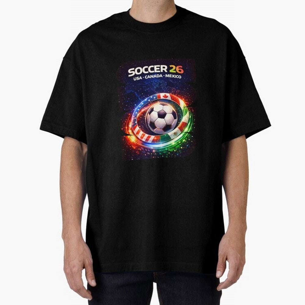 North America Soccer 2026 Soccer 26 Usa Canada Mexico Fan United 2026 Soccer Oversized T-Shirt Support the FIFA World Cup 2026 Group Stage Journey through Messi and Cristiano Ronaldo Highlights, Brazil Pride, Supporter Pride, Iconic Celebrations,