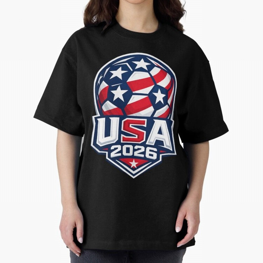 USA 2026 World Cup T-Shirt - Star Spangled Soccer Design - American Host Fan Tee Oversized T-Shirt Stand Out with Spirit from the FIFA World Cup 2026 Journey through CR7 Highlights, Netherlands Pride, Football Festival Excitement, Trophy Ambitions,