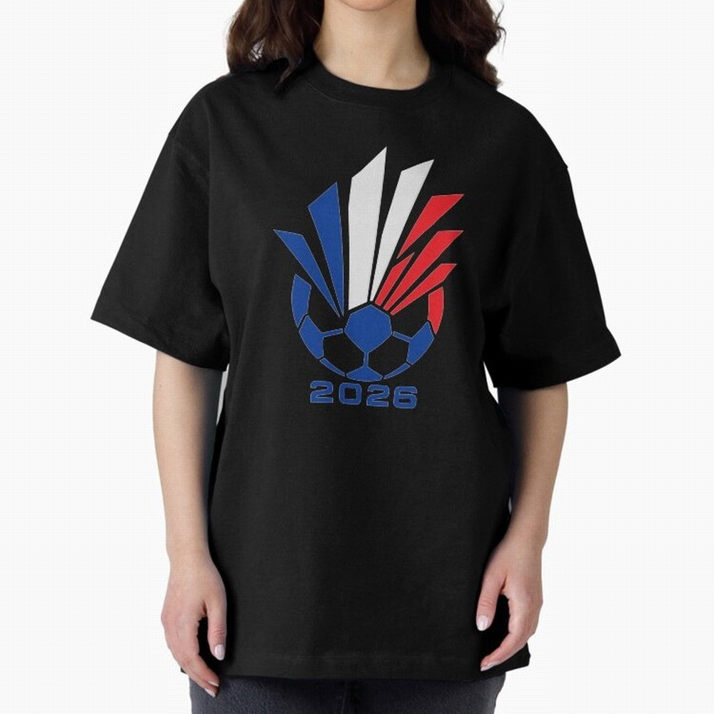 France Soccer 2026 Tricolor Burst Emblem Oversized T-Shirt Bring the FIFA World Cup 2026 USA Canada Mexico Journey through Cristiano Ronaldo Highlights, Brazil, Portugal and Argentina Pride, Stadium Memories, Football Loyalty, International Chants