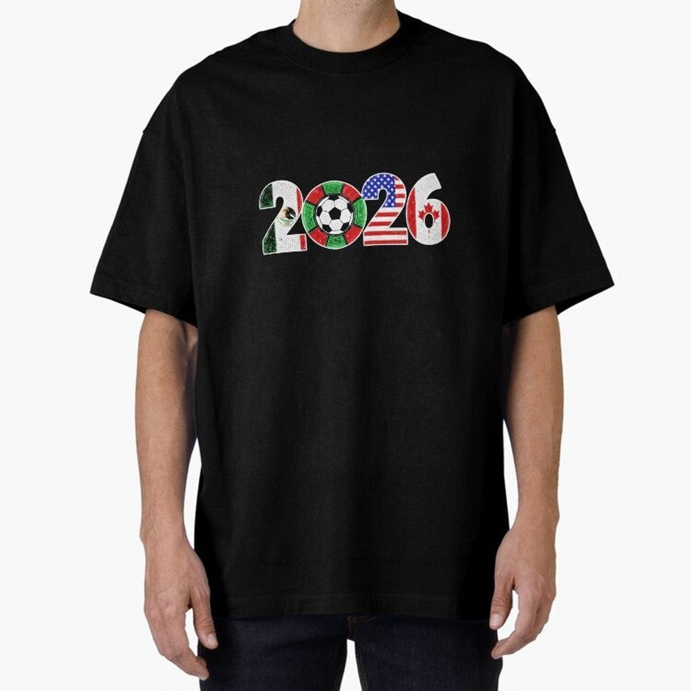 North American Soccer Spirit Team 2026 T-Shirt_82770209 Oversized T-Shirt Embrace Global Football Passion for FIFA World Cup 2026 Group Stage, with Messi, Brazil, Classic Soccer Heritage, Championship Pressure, Fan Loyalty and International Pride;