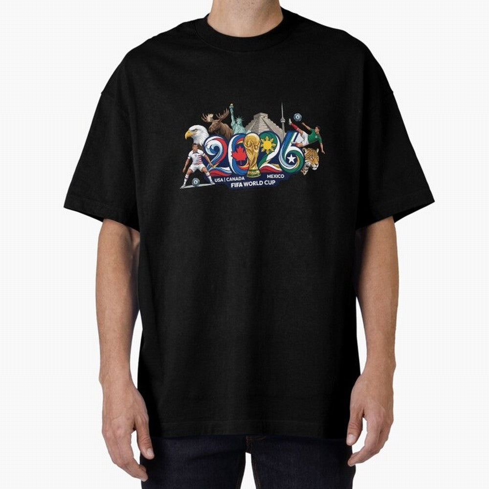 FIFA World Cup 2026 North America: USA Canada Mexico United Nations of Football Oversized T-Shirt Show Passion for the Stars of FIFA World Cup 2026 USA Canada Mexico Spirit, Filled with Argentina, Neymar, Retro Football Energy, Iconic Rivalries,
