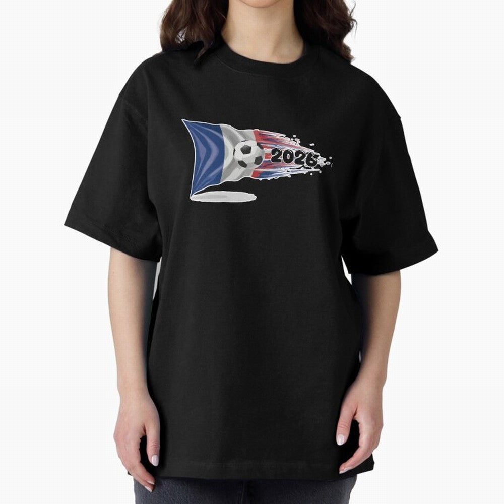 France Soccer 2026 Fan Tee: Bleu-Blanc-Rouge Flag Football Design | Perfect Gift for World Cup Fans! Oversized T-Shirt Relive FIFA World Cup 2026 USA Canada Mexico Driven by Mbappe and Neymar, Brazil Energy, Football Festival Excitement, Trophy