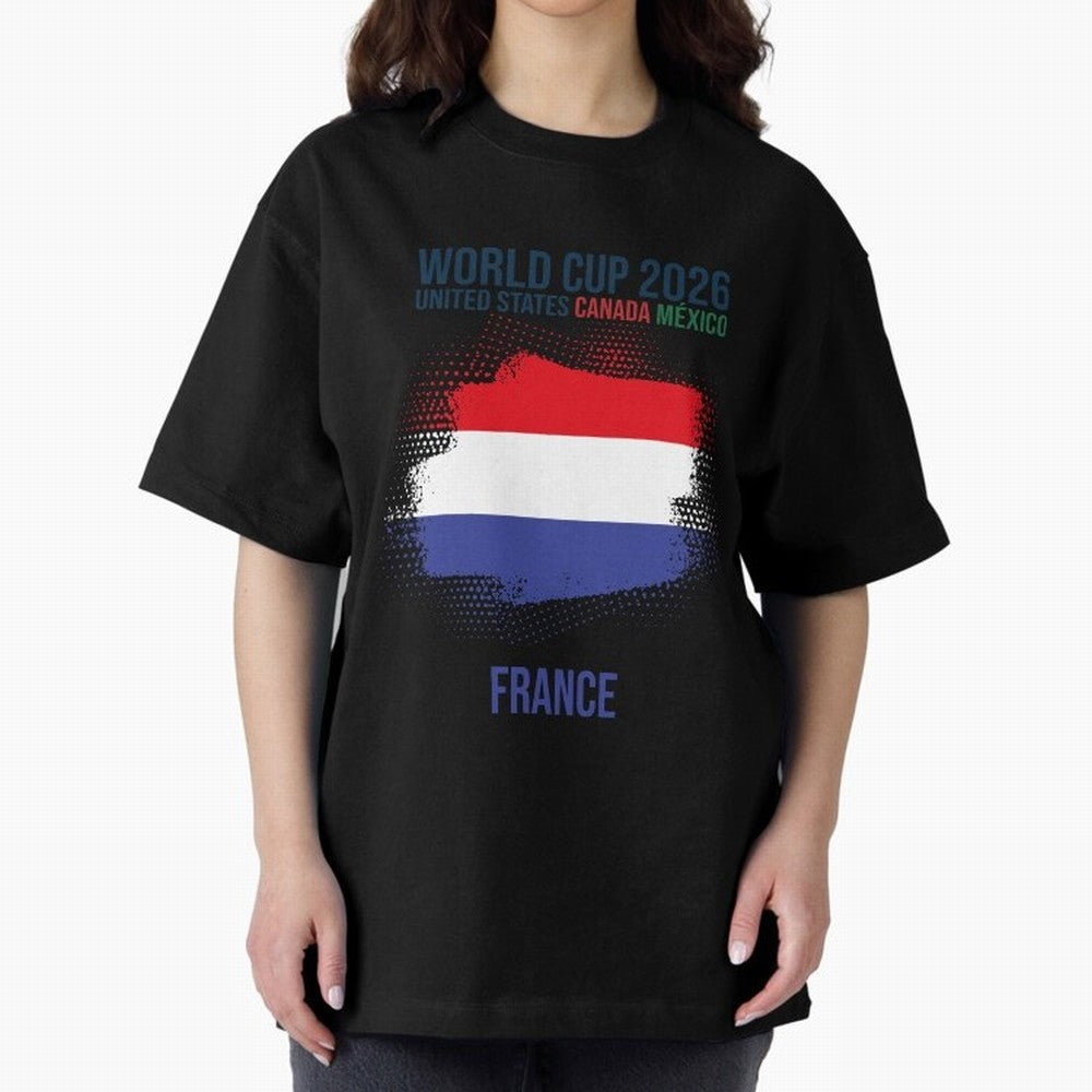 FRANCE WORLD CUP 2026 Oversized T-Shirt Back Your Heroes with Global Football Passion for FIFA World Cup 2026 USA Canada Mexico, Capturing Cristiano Ronaldo, Haaland and CR7, Argentina and Brazil, Global Supporter Spirit, Legendary Goals, National