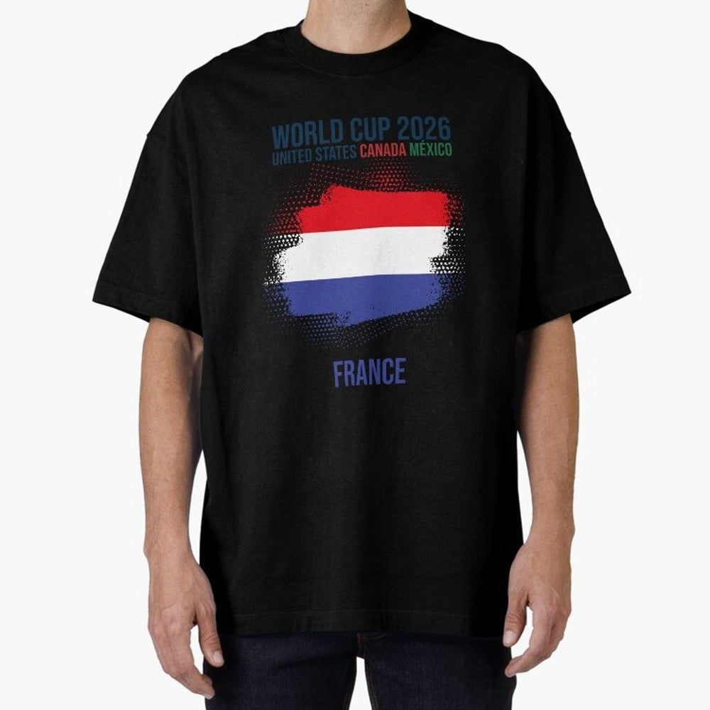 FRANCE WORLD CUP 2026 Oversized T-Shirt Back Your Heroes with Global Football Passion for FIFA World Cup 2026 USA Canada Mexico, Capturing Cristiano Ronaldo, Haaland and CR7, Argentina and Brazil, Global Supporter Spirit, Legendary Goals, National