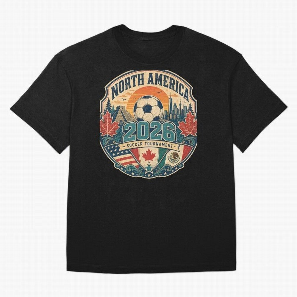 USA Canada Mexico Soccer Cup Oversized T-Shirt Turn Up for FIFA World Cup 2026 Group Stage Highlighting Messi and Cristiano Ronaldo, Brazil Energy, Sports Nostalgia, International Competition, Famous Players and Unforgettable Victories; Perfect for
