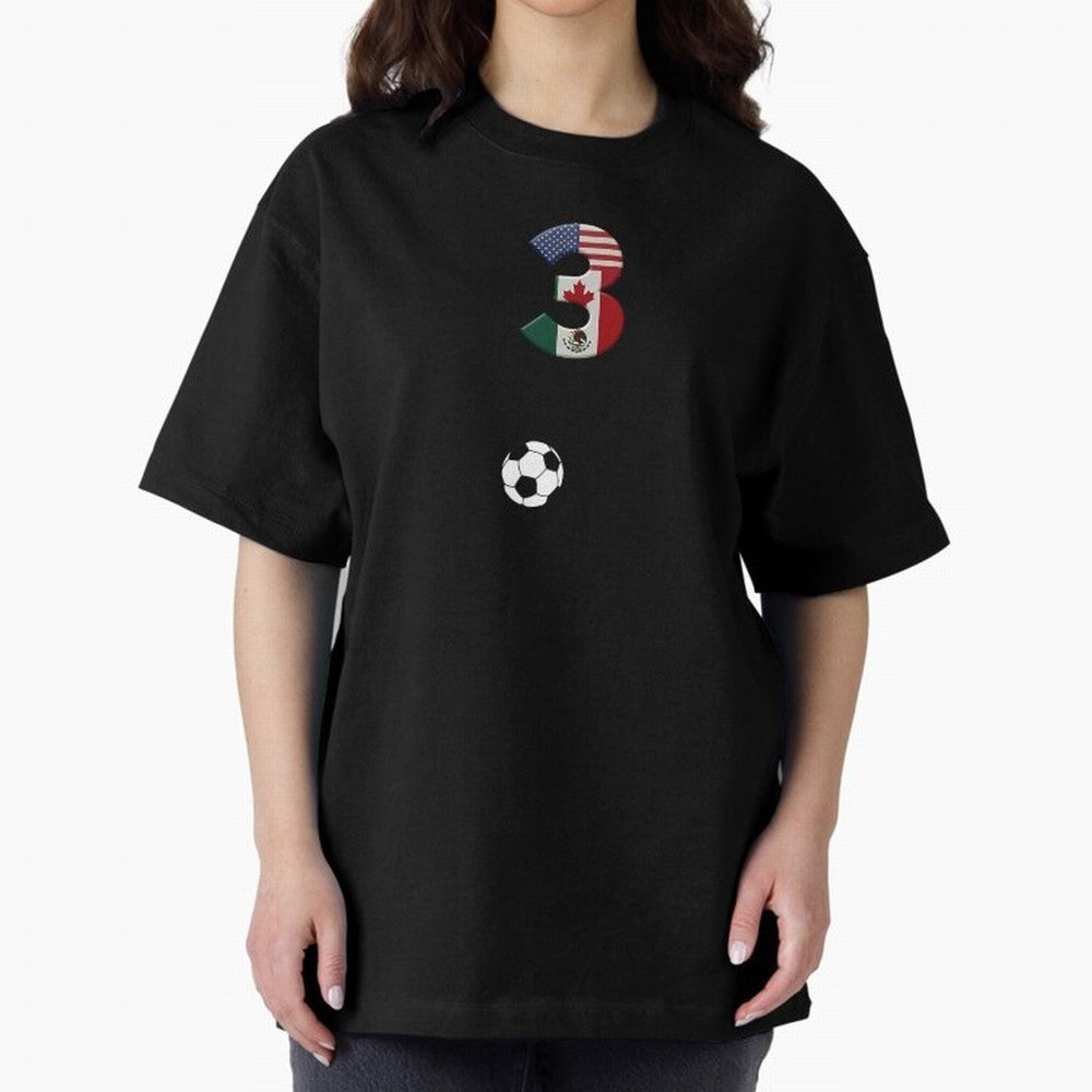 World Cup 2026 Host Nations Oversized T-Shirt Show Championship Spirit for FIFA World Cup 2026 Spirit, Connected to Argentina and Brazil, Messi and Cristiano Ronaldo, Football Festival Excitement, Trophy Ambitions, Country Rivalries and Star Player