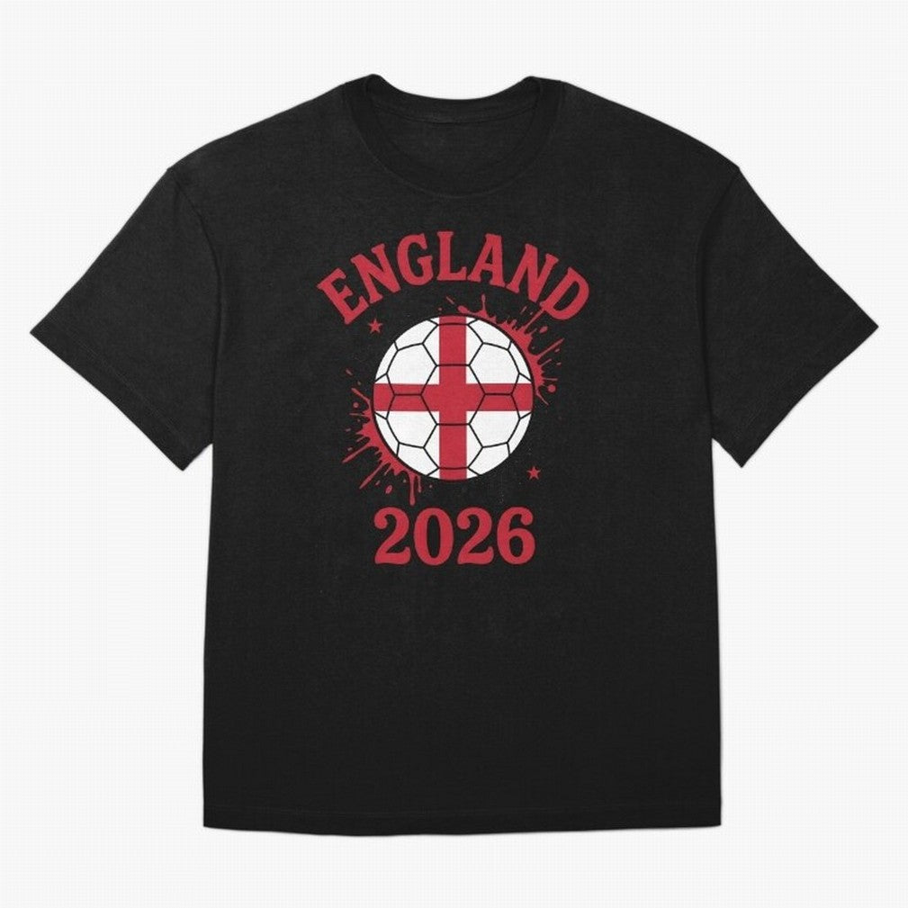 England World Cup 2026 football supporter| St George Cross Football Oversized T-Shirt Bring Stadium Energy to Global Football Passion for FIFA World Cup 2026, Connected to Messi and Cristiano Ronaldo, Brazil, Football Festival Excitement, Trophy