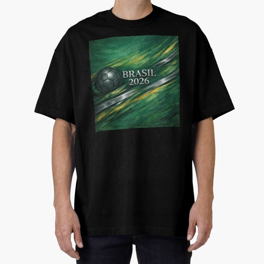 Brazil World Cup 2026 Concept Oversized T-Shirt Represent Football Lovers during FIFA World Cup 2026 USA Canada Mexico for Fans of Messi and Cristiano Ronaldo and Netherlands, Bringing Fan Favorite Moments, National Team Passion, Big Match Drama