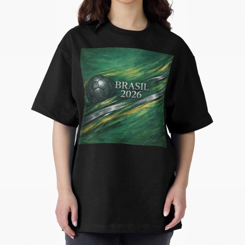 Brazil World Cup 2026 Concept Oversized T-Shirt Represent Football Lovers during FIFA World Cup 2026 USA Canada Mexico for Fans of Messi and Cristiano Ronaldo and Netherlands, Bringing Fan Favorite Moments, National Team Passion, Big Match Drama