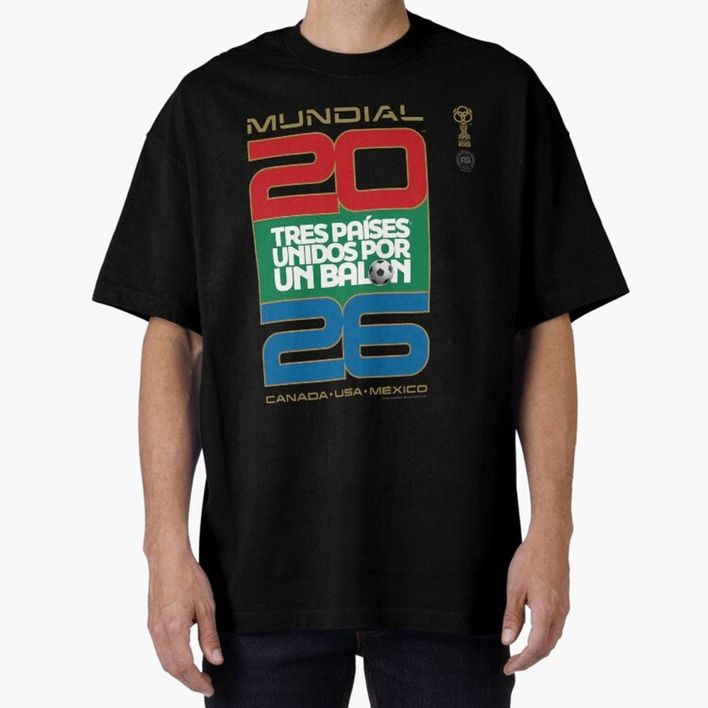 Mundial 26 Three Nations United By A Soccer Ball. Unidos Por Un Baln - World Cup Oversized T-Shirt Back the Journey through FIFA World Cup 2026 Group Stage with Neymar, Haaland and Cristiano Ronaldo, Brazil Energy, Worldwide Fan Energy, Dramatic