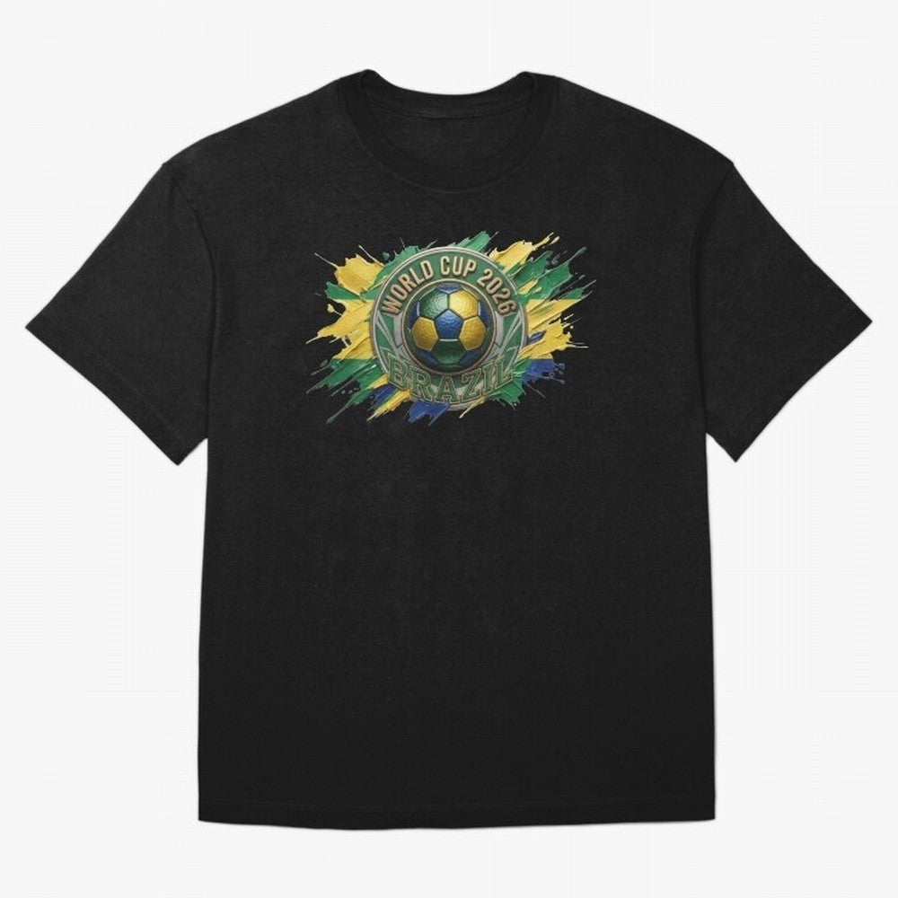 World Cup 2026 Brazil Soccer Ball Paint Splash Oversized T-Shirt Show Your Tournament Heart for Global Football Passion for FIFA World Cup 2026 USA Canada Mexico, Highlighting Messi, CR7 and Mbappe, France, Goal Celebration Energy, Supporter