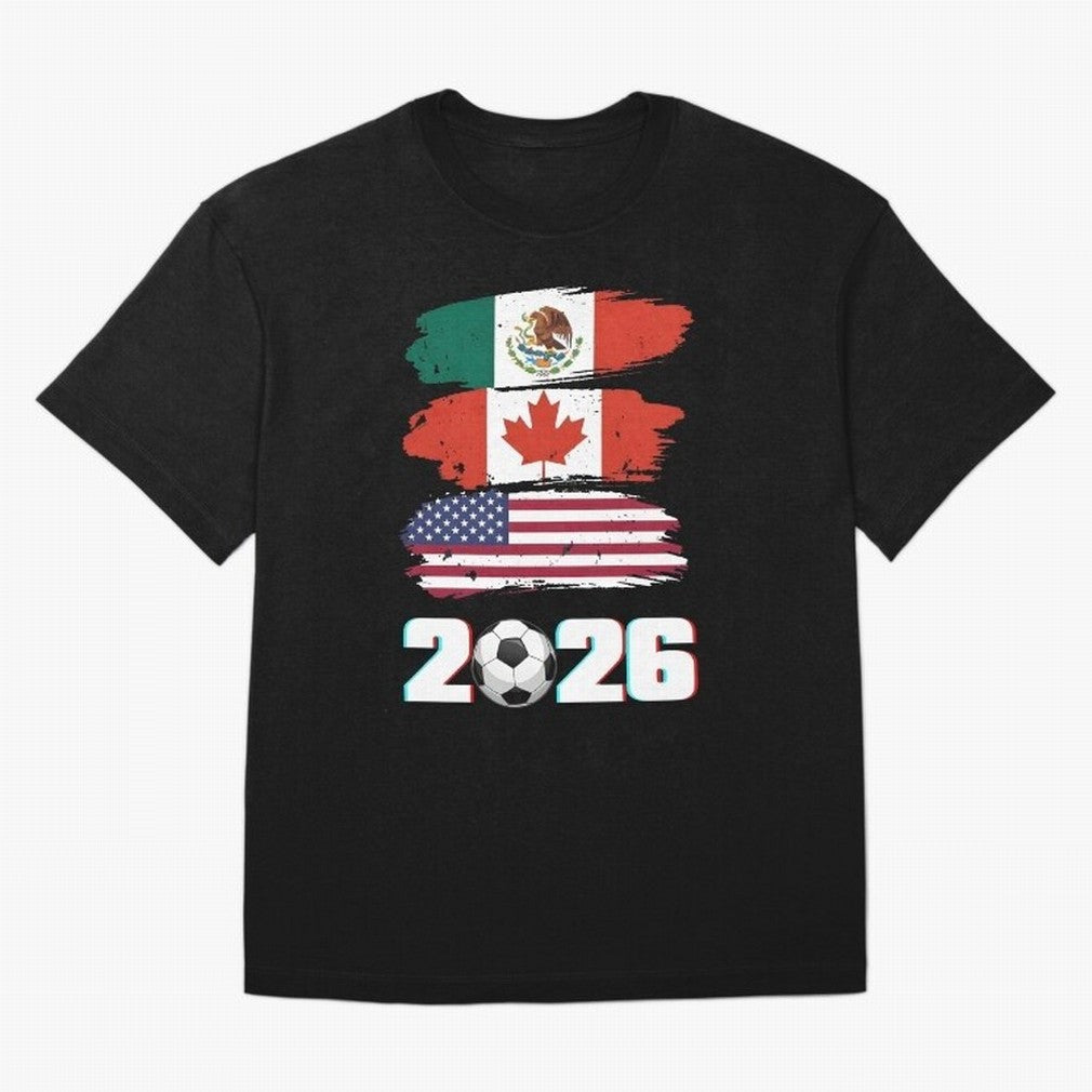 USA Canada Mexico Flag 2026 Cup Brush Art Oversized T-Shirt Show Your Stadium Side during FIFA World Cup 2026 for Fans of Haaland and Argentina and Brazil, Bringing Worldwide Fan Energy, Dramatic Goals, Stadium Lights and Championship Celebrations;