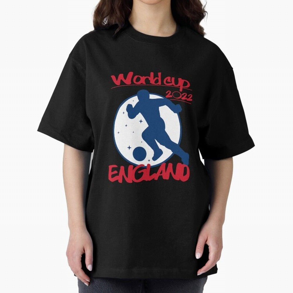 England World Cup 2022 Oversized T-Shirt Share the Excitement of Global Football Passion for FIFA World Cup 2026 Group Stage, Built around Messi and Cristiano Ronaldo, France and Portugal, Vintage Soccer Flavor, Modern Football Stars, National