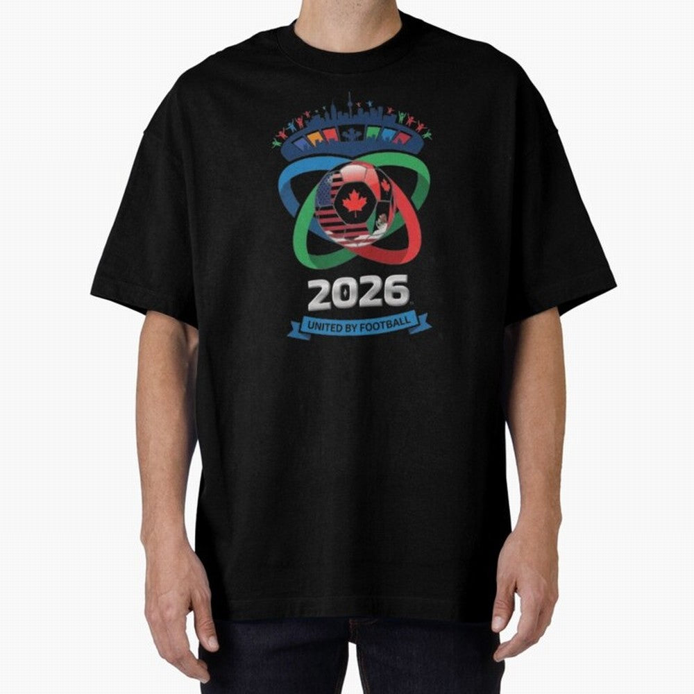 Infinity Loop World Cup 2026 Host Nation Design Oversized T-Shirt Relive Legendary Nights from Match Day Hype around FIFA World Cup 2026 USA Canada Mexico, Cristiano Ronaldo, Portugal, Spain and Germany, Worldwide Fan Energy, Dramatic Goals,